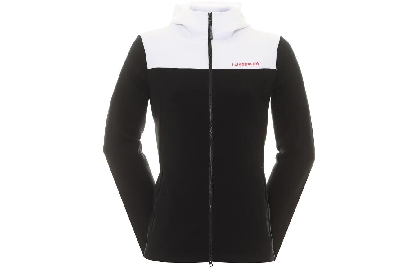J.Lindeberg Slim Fit Zip Hoodie Jacket with Rubber Print BLACK AMJS09081-9999