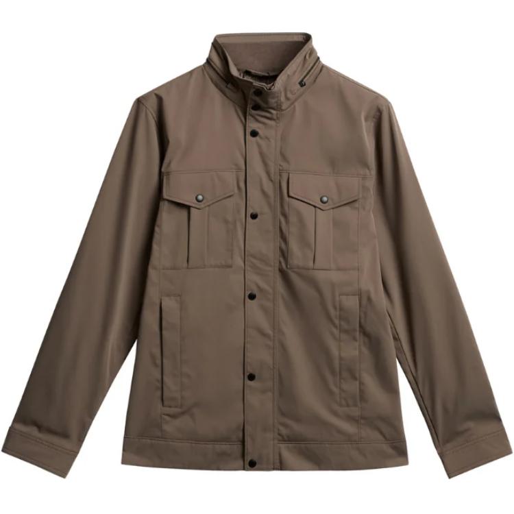 J.Lindeberg Solid Brown Stand Collar Long Sleeve Jacket FMOW10236-E189