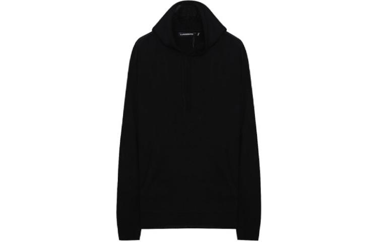 J.Lindeberg Solid Color Black Long Sleeve Hoodie FMKW06428-9999