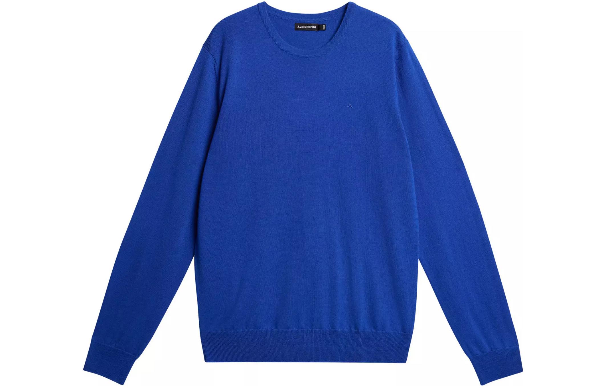 J.Lindeberg Solid Color Crewneck Long Sleeve Sweatshirt Blue FMKW08641-O316