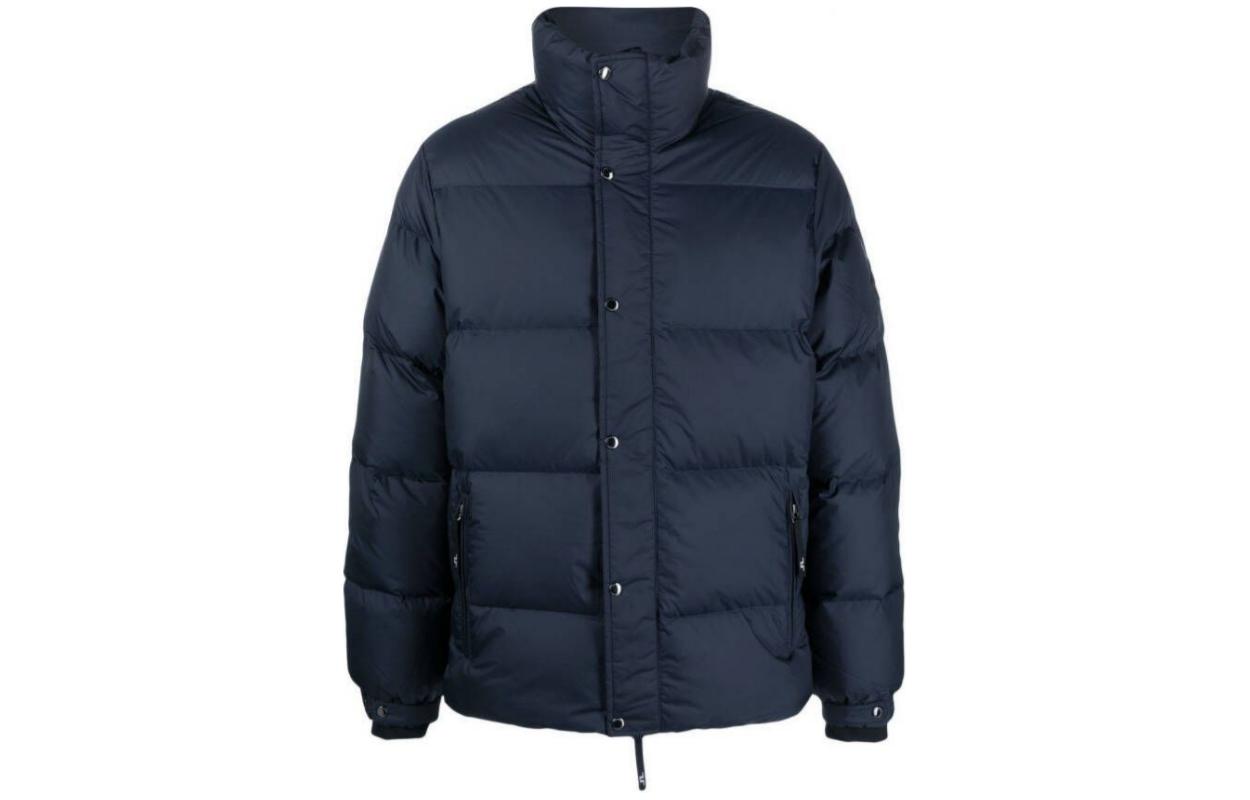 J.Lindeberg Solid Color Stand Collar Long-Sleeve Blue Jacket AMOW06373-6855