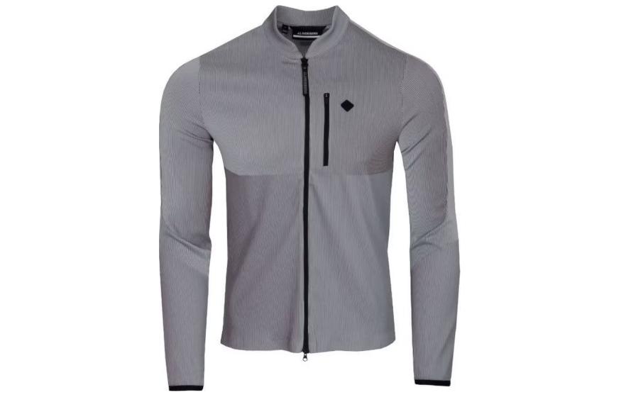 J.Lindeberg Solid Gray Zip-Up High Neck Jacket AMJS09109-9363
