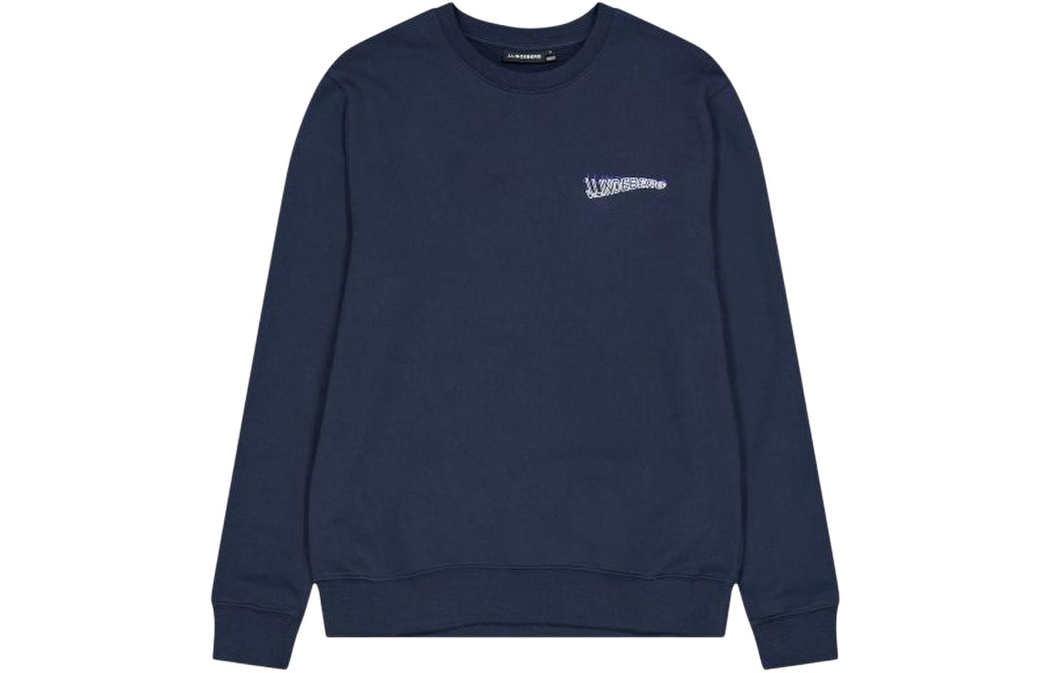 J.Lindeberg Solid Logo Crewneck Navy Blue Sweatshirt for Men. FMJS08365-6855