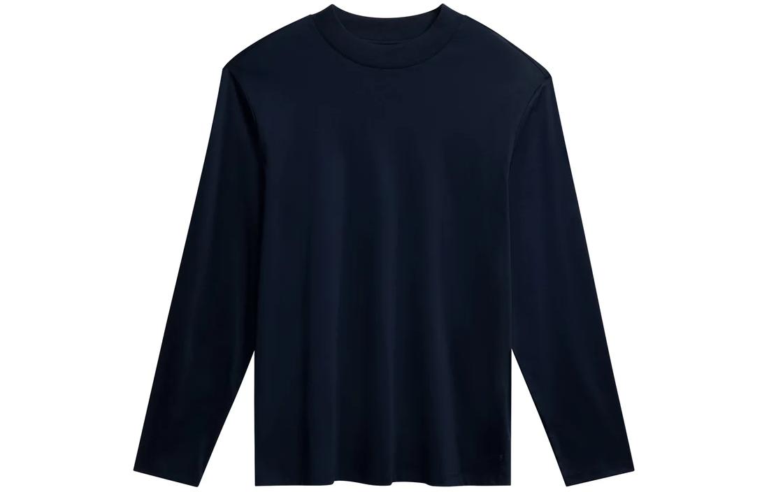 J.Lindeberg Solid Navy Blue Crewneck Slim Fit Long Sleeve Sweatshirt FMJT08594-6855