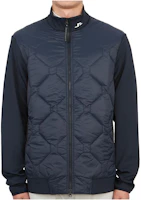 J.Lindeberg Solid Navy Blue Zip-Up Jacket with Stand Collar AMOW09261-6855 J.Lindeberg Solid Navy Blue Zip-Up Jacket with Stand Collar AMOW09261-6855