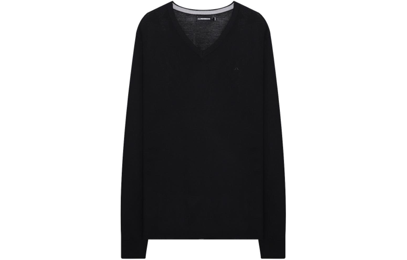 J.Lindeberg Solid V-Neck Pullover Long-Sleeve Sweatshirt BLACK FMKW09642-9999