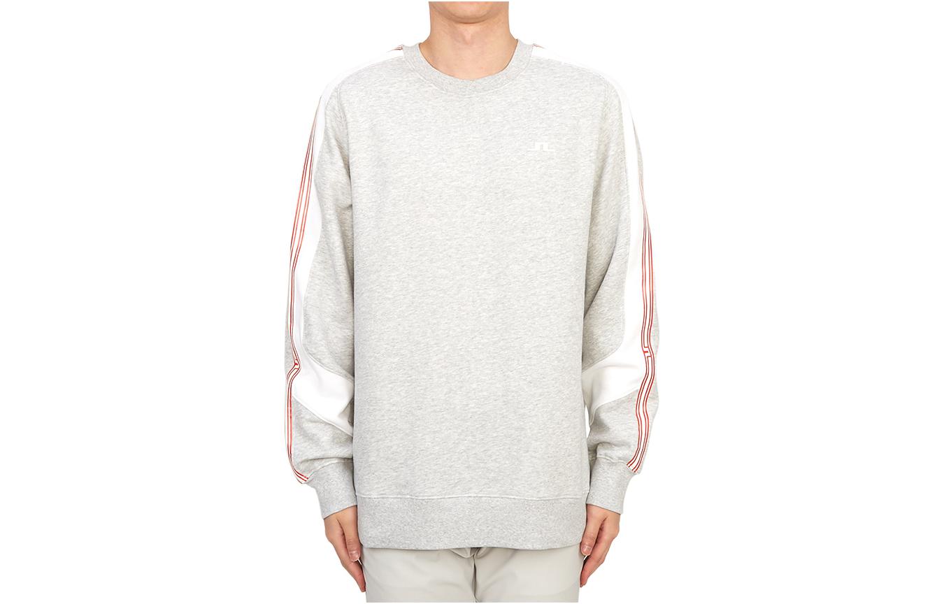 J.Lindeberg Striped Crewneck Pullover Sweatshirt Grey AMJS09020-U199