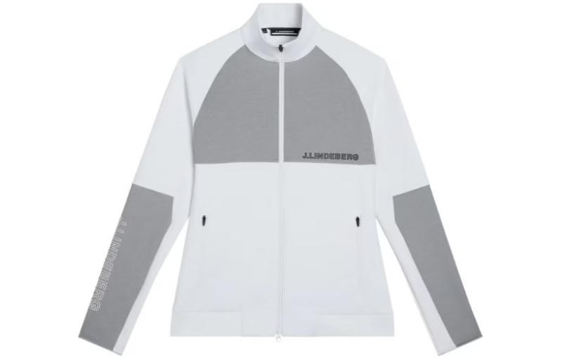 J.Lindeberg Two-Tone Zip-Up High Collar Jacket White AMJS09077-0000