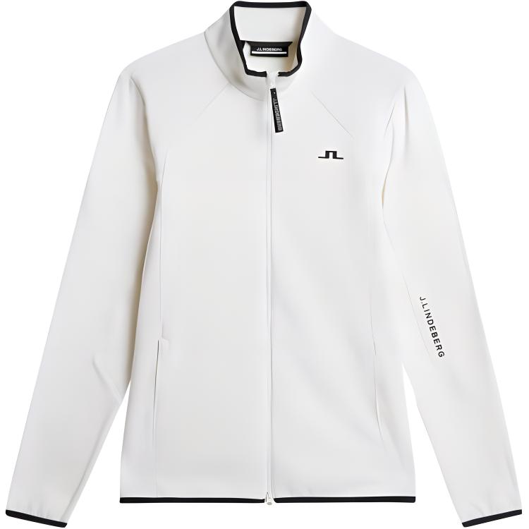 J.Lindeberg White Logo Print Paneled High-Neck Long-Sleeve Jacket AMJS11498-0000