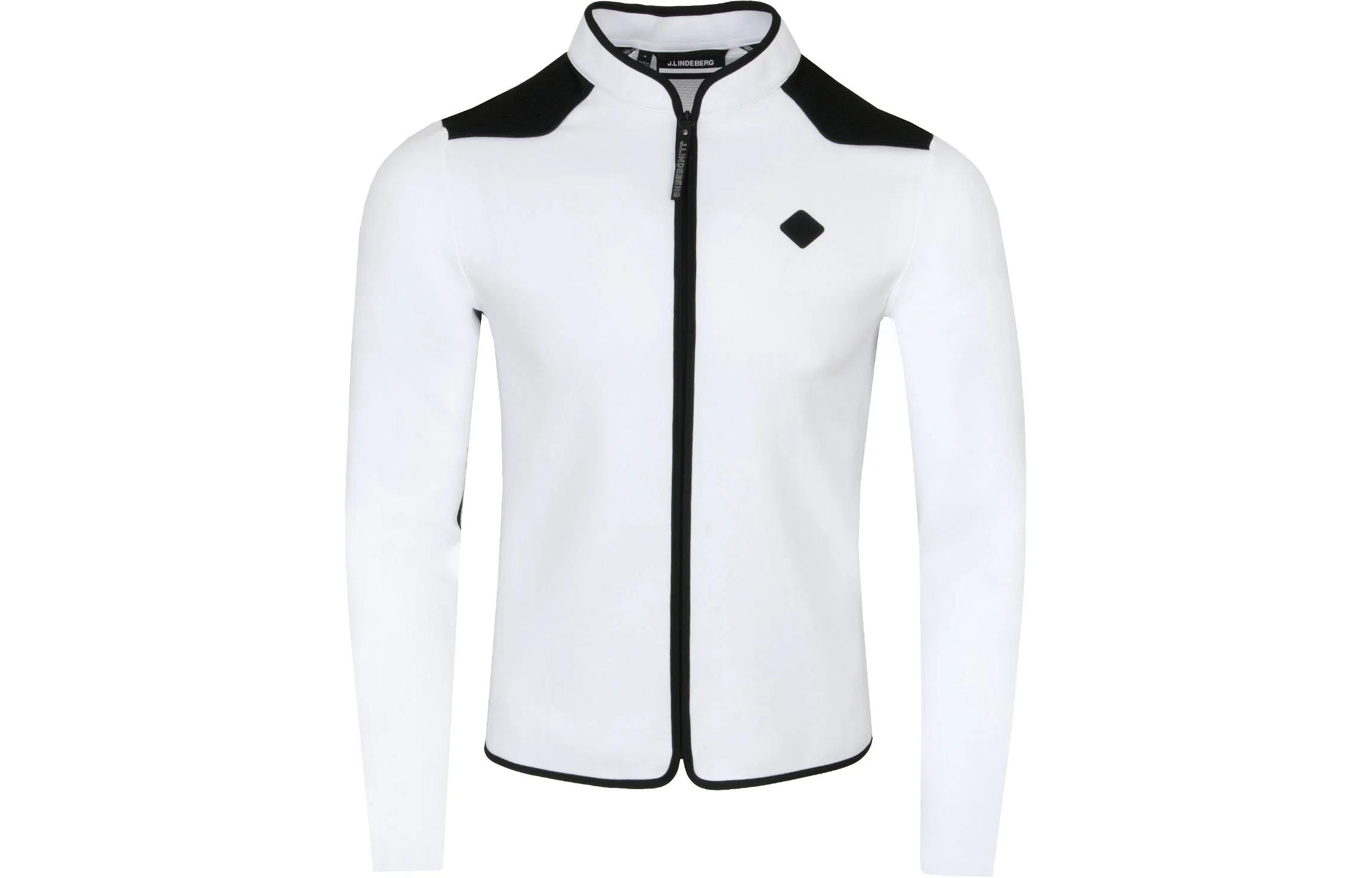J.Lindeberg White Zip-Up Jacket with Contrasting Trim Design Long Sleeves AMJS09123-0000