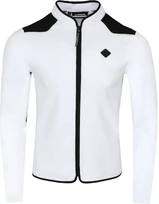 J.Lindeberg Jaket Putih Zip-Up Lengan Panjang dengan Desain Trim Kontras AMJS09123-0000 Buy J.Lindeberg Jaket Putih Zip-Up Lengan Panjang dengan Desain Trim Kontras AMJS09123-0000