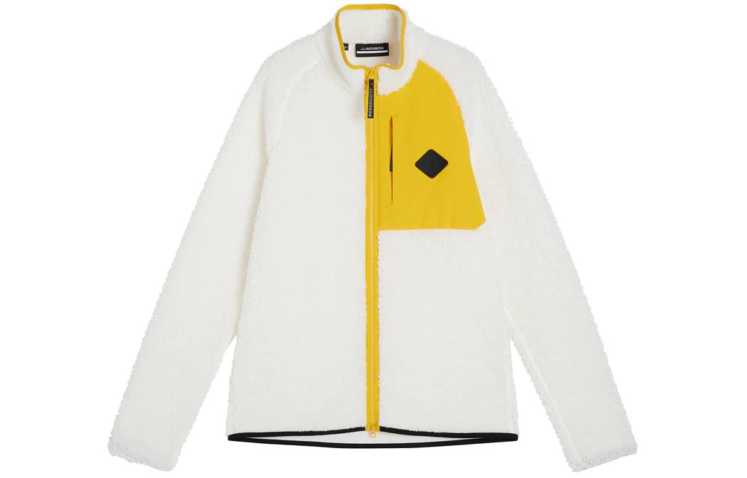 J.Lindeberg White Zip-Up Logo Patch High-Collar Long-Sleeve Jacket AMJS06985-A003