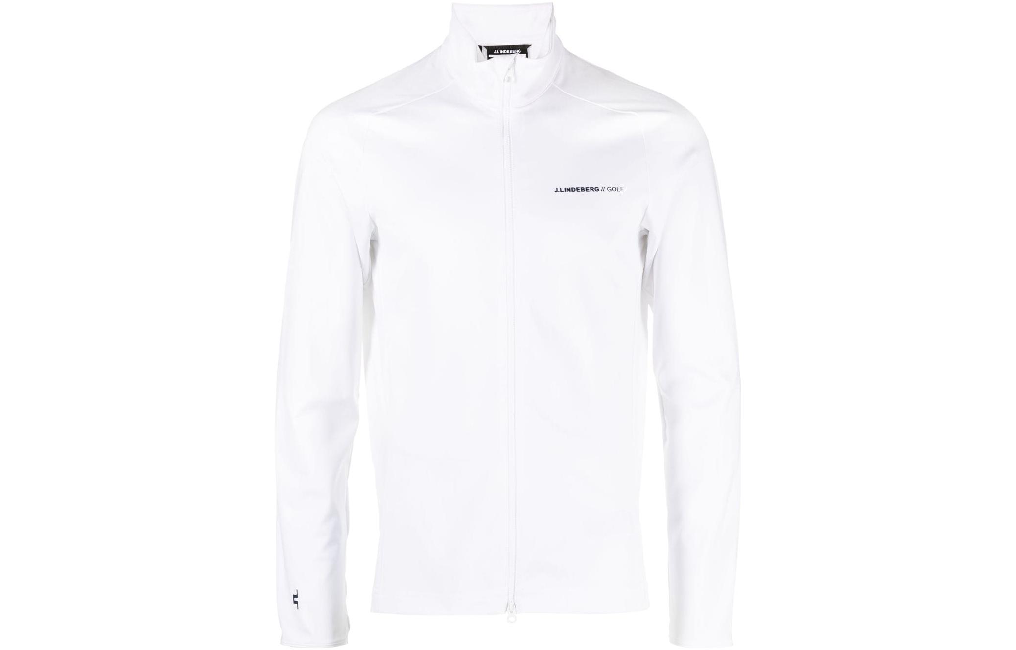 J.Lindeberg White Zip-Up Sweatshirt with Logo Print. GMJS08402