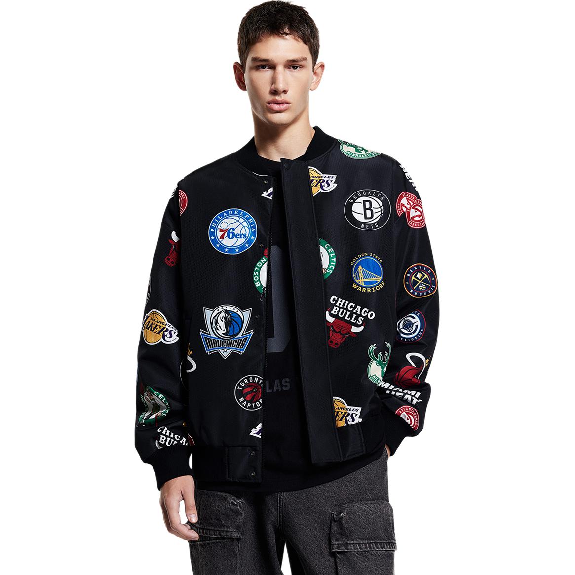 Jack & Jones x NBA Team Logo Print Baseball Bomber Jacket Unisex Casual Winter Coat 221321070