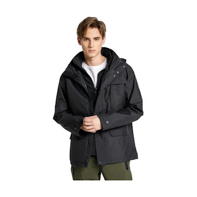 Jack Wolfskin 3-in-1 Outdoor Jacket Windproof Warm Black 5119631