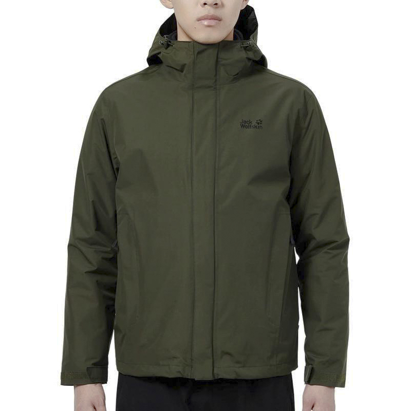 Jack Wolfskin 3-in-1 Waterproof Hooded Outdoor Jacket Dark Moss Green 5012774-5100 圖 4