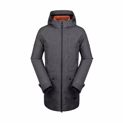 Jack Wolfskin 3-in-1 Zipper Hooded Mid-Length Coat Black Gray. 5120211