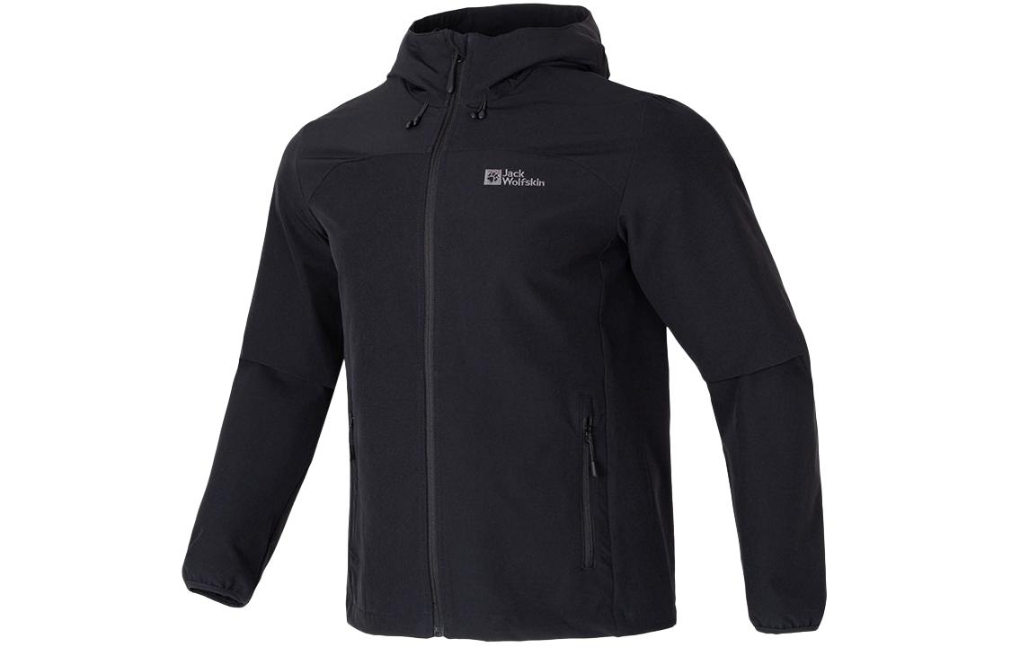 Jack Wolfskin Black Hooded Logo Sports Jacket 5303664-6000