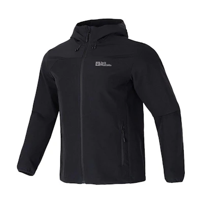 Jack Wolfskin Black Hooded Logo Sports Jacket 5303664-6000