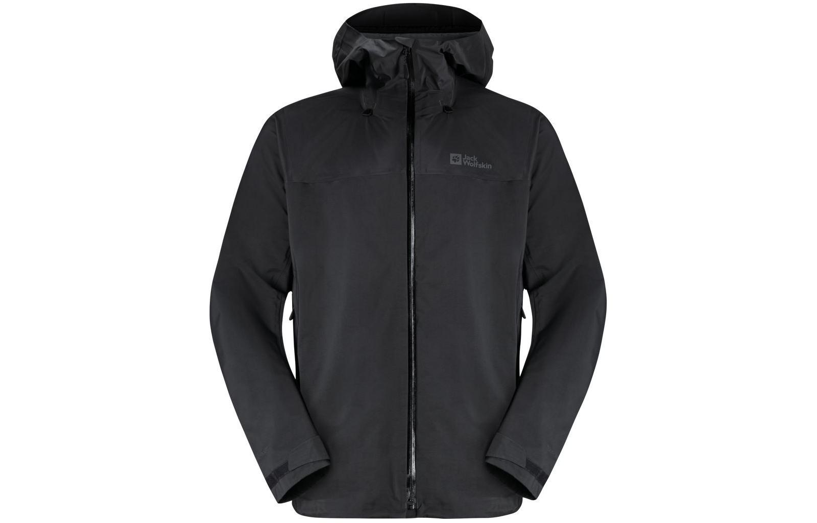 Jack Wolfskin Black Letter Print Hooded Hardshell Jacket 1116171-6350