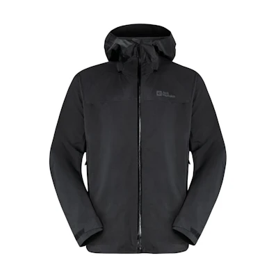 Jack Wolfskin Black Letter Print Hooded Hardshell Jacket 1116171-6350