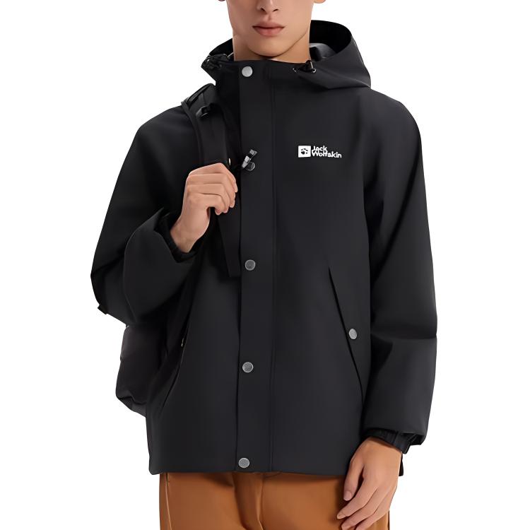 Jack Wolfskin Black Outdoor Logo Print Zip Hoodie Jacket 5321172-6000 圖 3