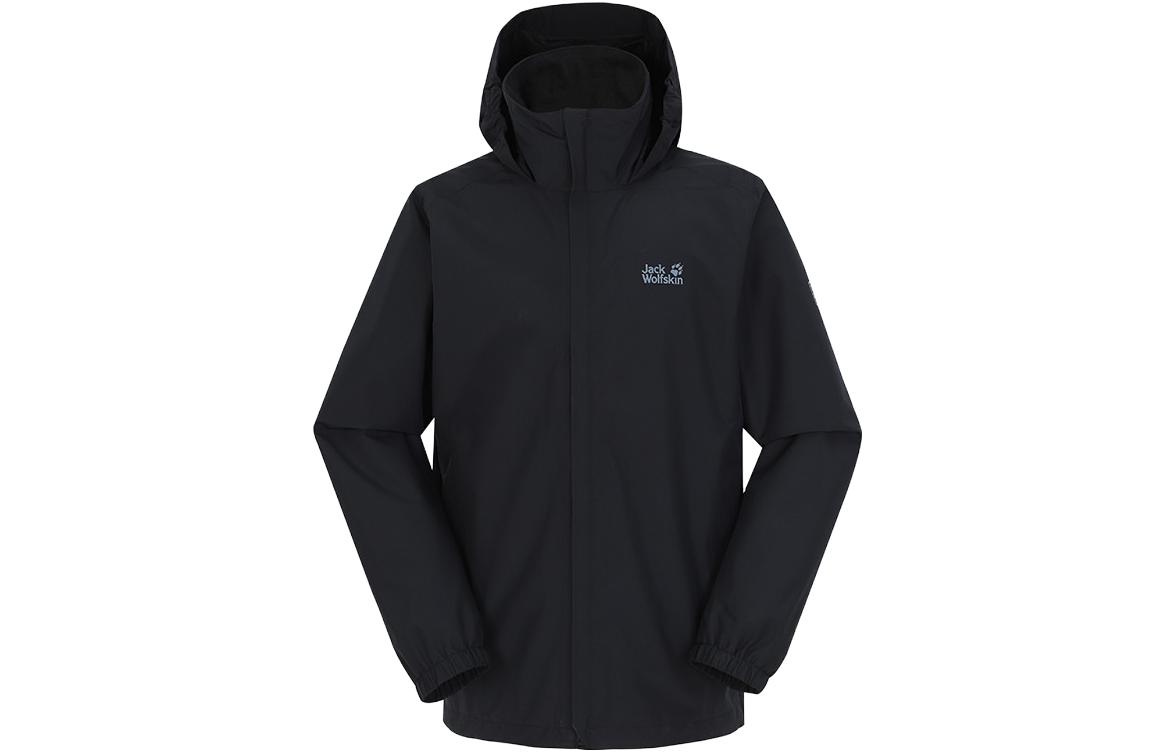 Jack Wolfskin Black Waterproof Windbreaker Outdoor Hiking Jacket 5020892