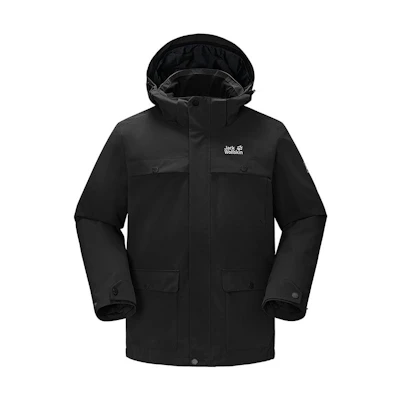 Jack Wolfskin Solid Color 3-in-1 Goose Down Hooded Jacket 5120192