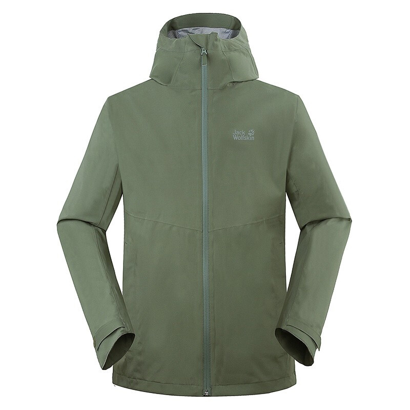 Jack Wolfskin Solid Logo Packable Outdoor Zip-Up Hoodie Jacket 1111501