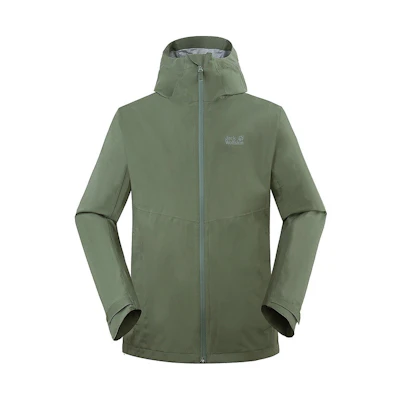 Jack Wolfskin Solid Logo Packable Outdoor Zip-Up Hoodie Jacket 1111501