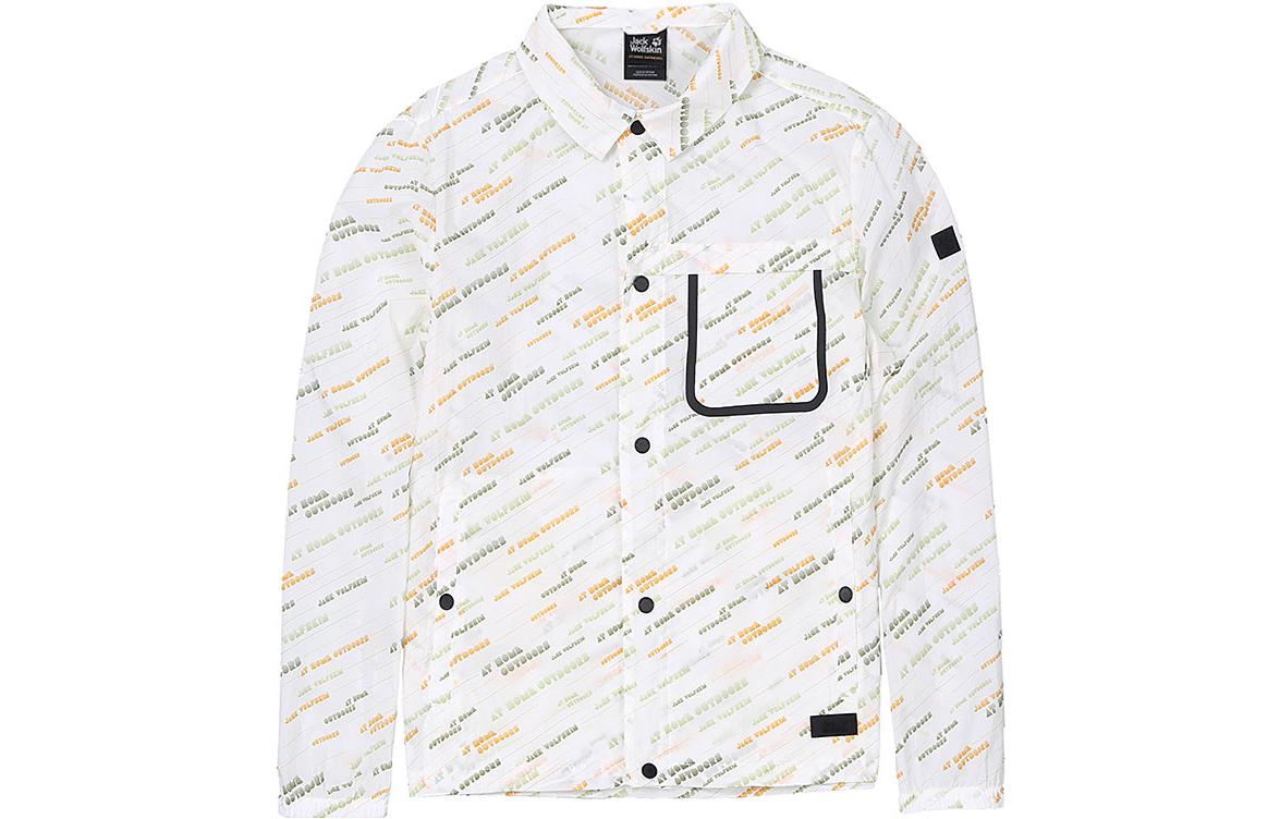 Jack Wolfskin White Long Sleeve Polo Jacket with Letter Print 5321011