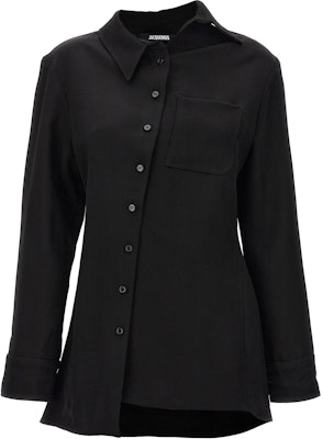 Jacquemus Black Asymmetric Button Long Sleeve Shirt. 24E241SH0621544 Order Jacquemus Black Asymmetric Button Long Sleeve Shirt. 24E241SH0621544