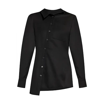 Jacquemus Black Asymmetric Long Sleeve Button-Up Shirt. 243SH0621333990