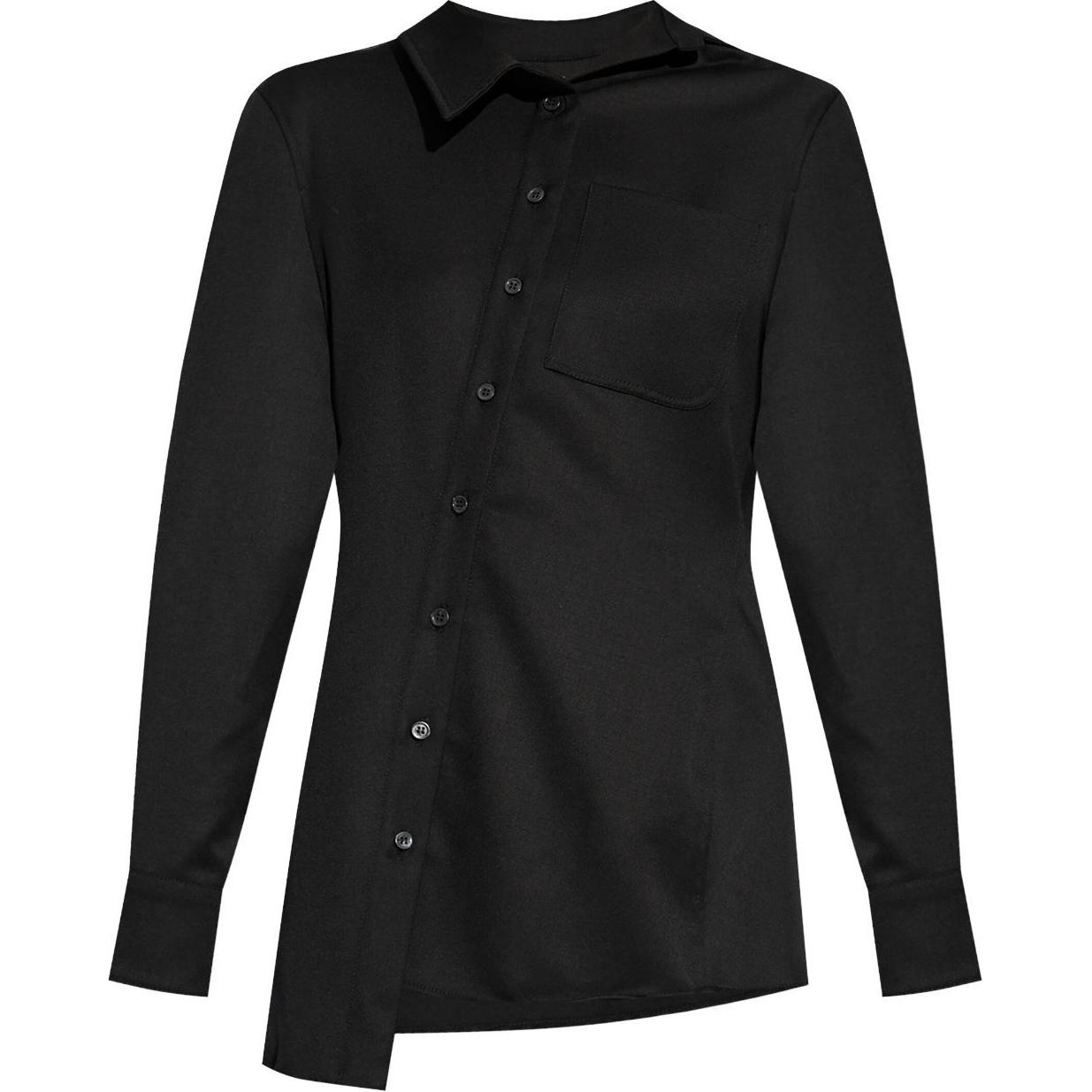 Order Jacquemus Kemeja Hitam Lengan Panjang Asimetris dengan Kancing Depan. 243SH0621333990