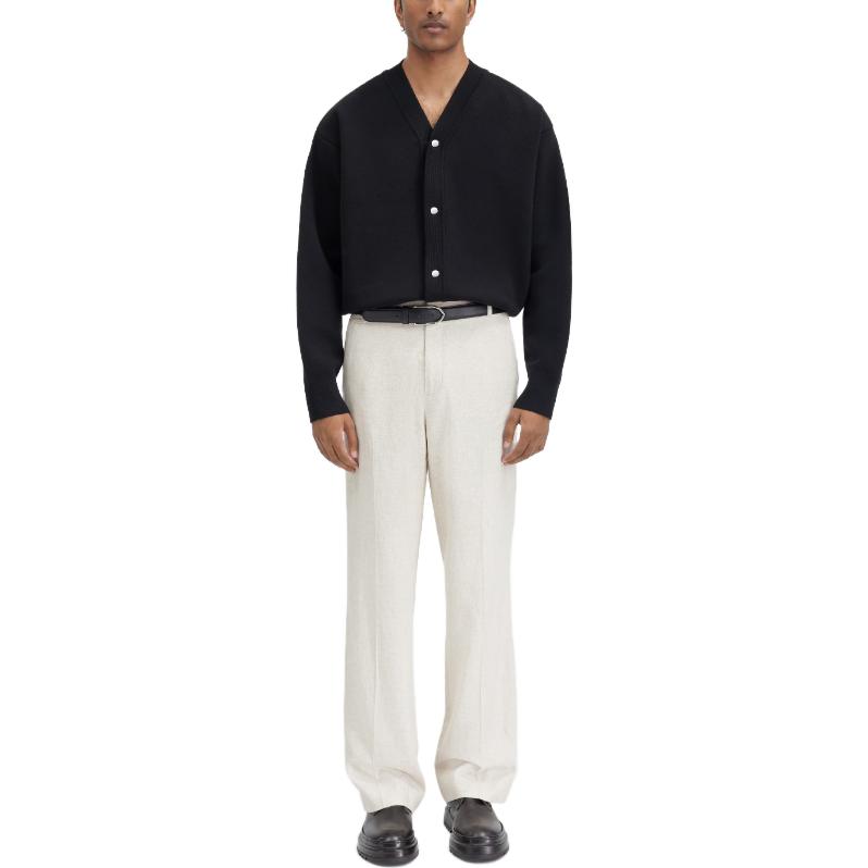 Lookbook Jacquemus Kardigan Rajut Slim Fit Lengan Panjang Hitam Solid V-Neck Kancing 245KN292-2359-990