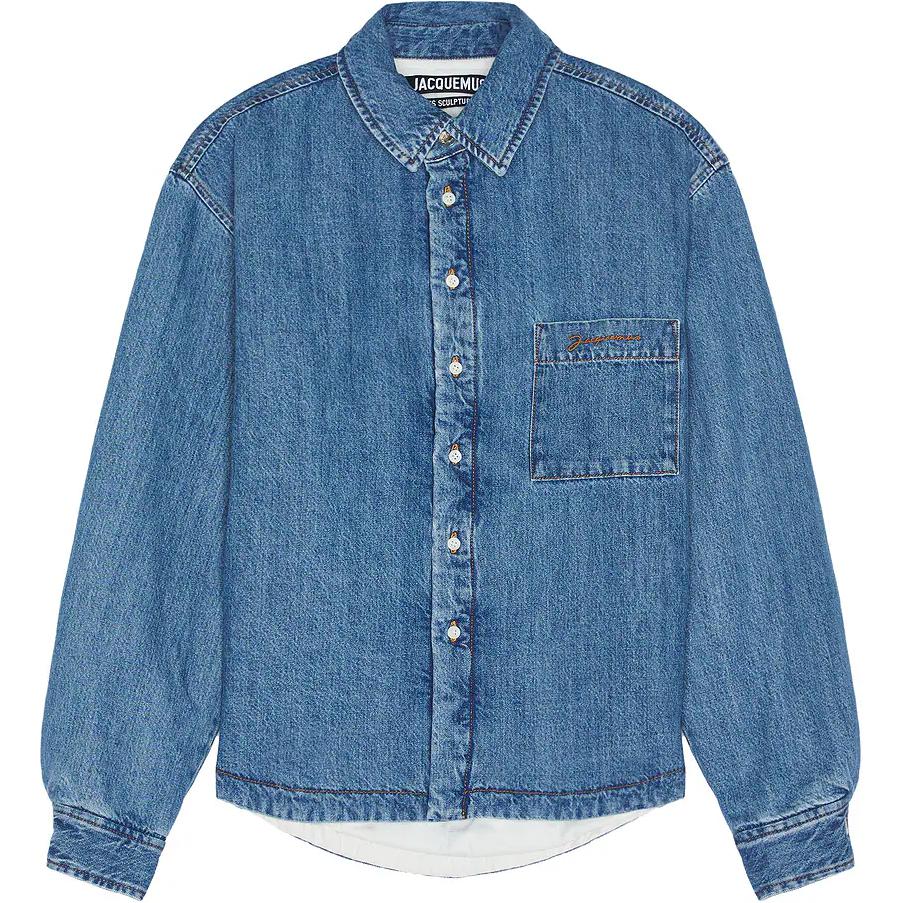 Jacquemus  Blue Denim Jacket with Single-Breasted Collar and Long Sleeves. 24E245DE0341521