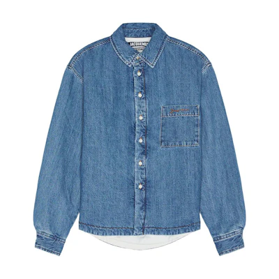 Jacquemus Blue Denim Jacket with Single-Breasted Collar and Long Sleeves. 24E245DE0341521