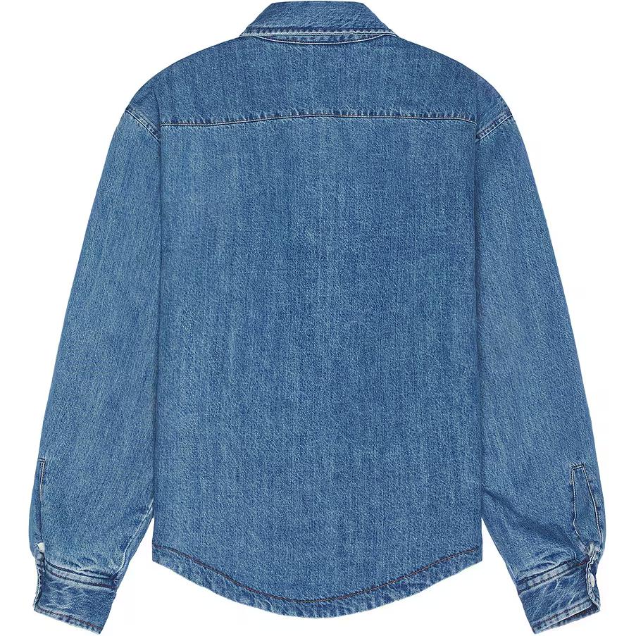 Lookbook Jacquemus Jaket Denim Biru dengan Kerah Single-Breasted dan Lengan Panjang. 24E245DE0341521