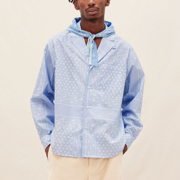 Purchase Jacquemus Kemeja Lengan Panjang Biru Bermotif dengan Kancing Depan. 235SH03513563DL