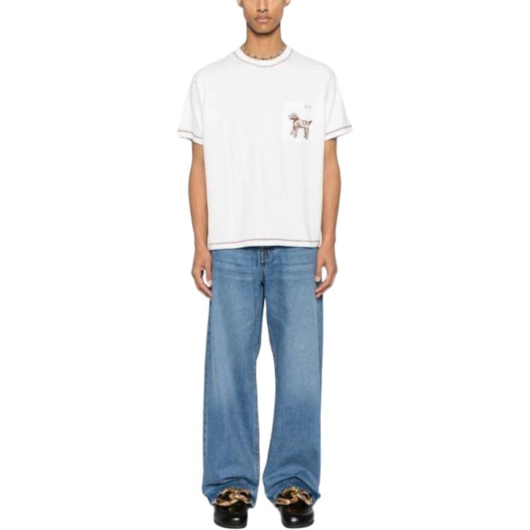 Lookbook Jacquemus Jeans Biru Loose Fit Wide-Leg dengan Resleting. 245DE03-81513-33C