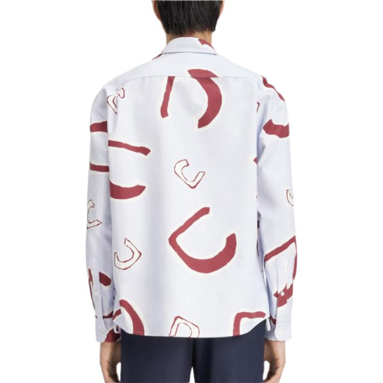 Cheap Jacquemus Kemeja Lengan Panjang Biru Muda dengan Motif Cetak All-Over. 245SH001-1585-3CV