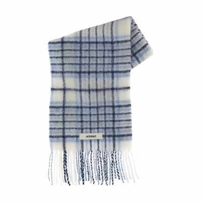 Jacquemus Light Blue Knit Scarf with Logo Patch Detailing. 236AC57250873CY
