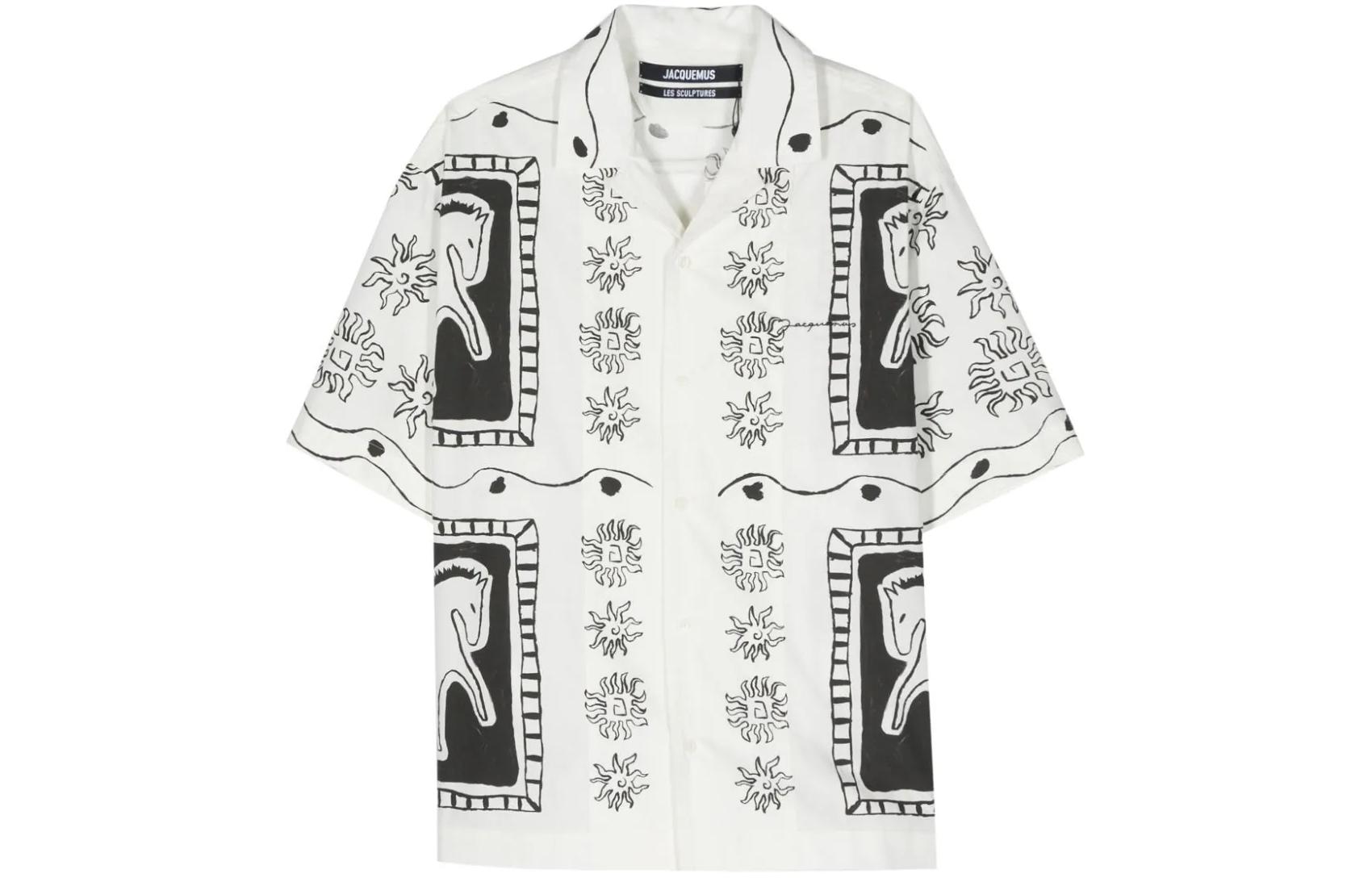 Jacquemus  Short-Sleeve Shirt with All-Over Print and Button-Up Design. 245SH2-021586-1GC