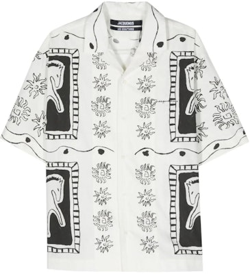 Jacquemus Short-Sleeve Shirt with All-Over Print and Button-Up Design. 245SH2-021586-1GC Buy Jacquemus Short-Sleeve Shirt with All-Over Print and Button-Up Design. 245SH2-021586-1GC