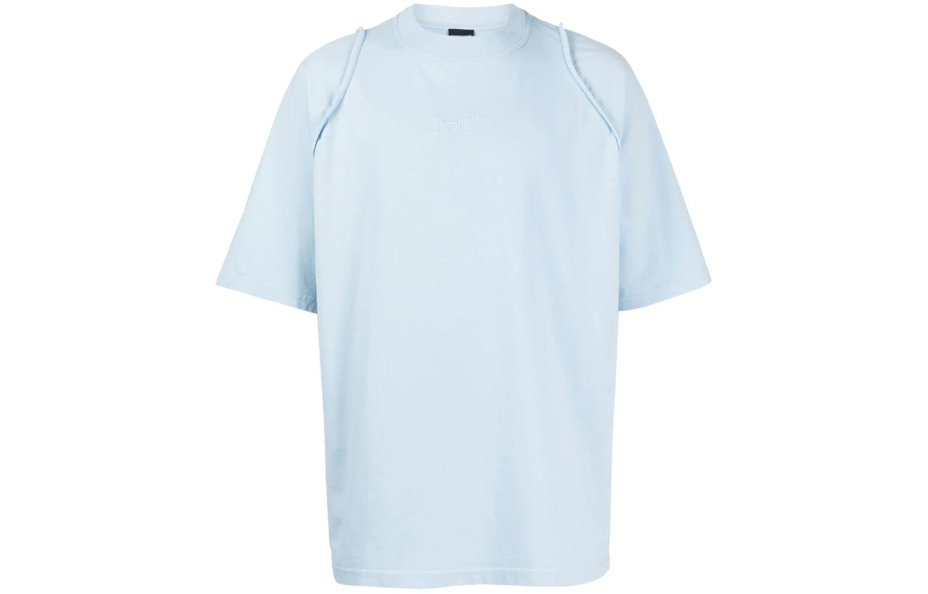 Order Jacquemus Kaos Biru Polos Lengan Pendek Crew Neck 245JS1982312320