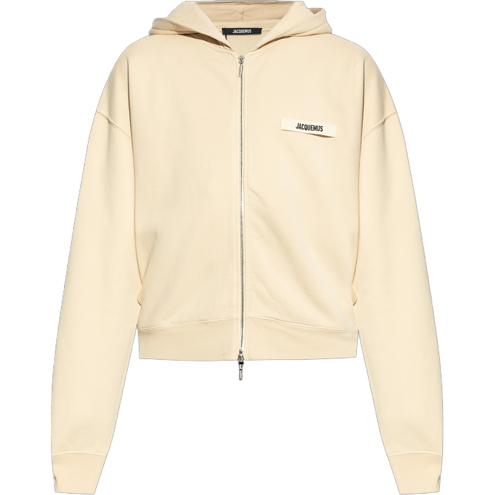 Jacquemus  Solid Color Zip-Up Hoodie Jacket in Off-White. 246JS257-2036-150