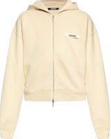 Order Jacquemus Solid Color Zip-Up Hoodie Jacket in Off-White. 246JS257-2036-150