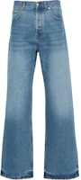 Order Jacquemus Washed Wide-Leg Jeans with Zipper in Blue. 24E245DE0281513-33C