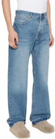 Shop Jacquemus Washed Wide-Leg Jeans with Zipper in Blue. 24E245DE0281513-33C
