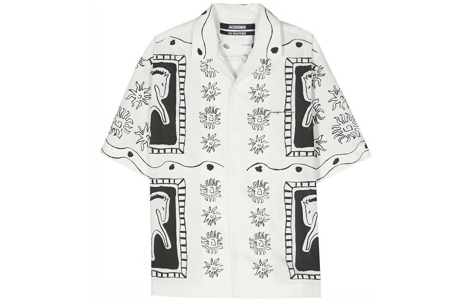 Jacquemus  White All-Over Print Relaxed Fit Short Sleeve Shirt. 245SH201-1586-1GC